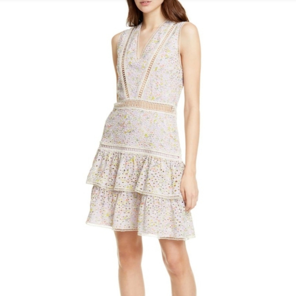 Alice + Olivia Tonite Embroidered Mini Dress Sz 10